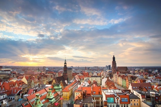 Panorama del centro storico di Breslavia